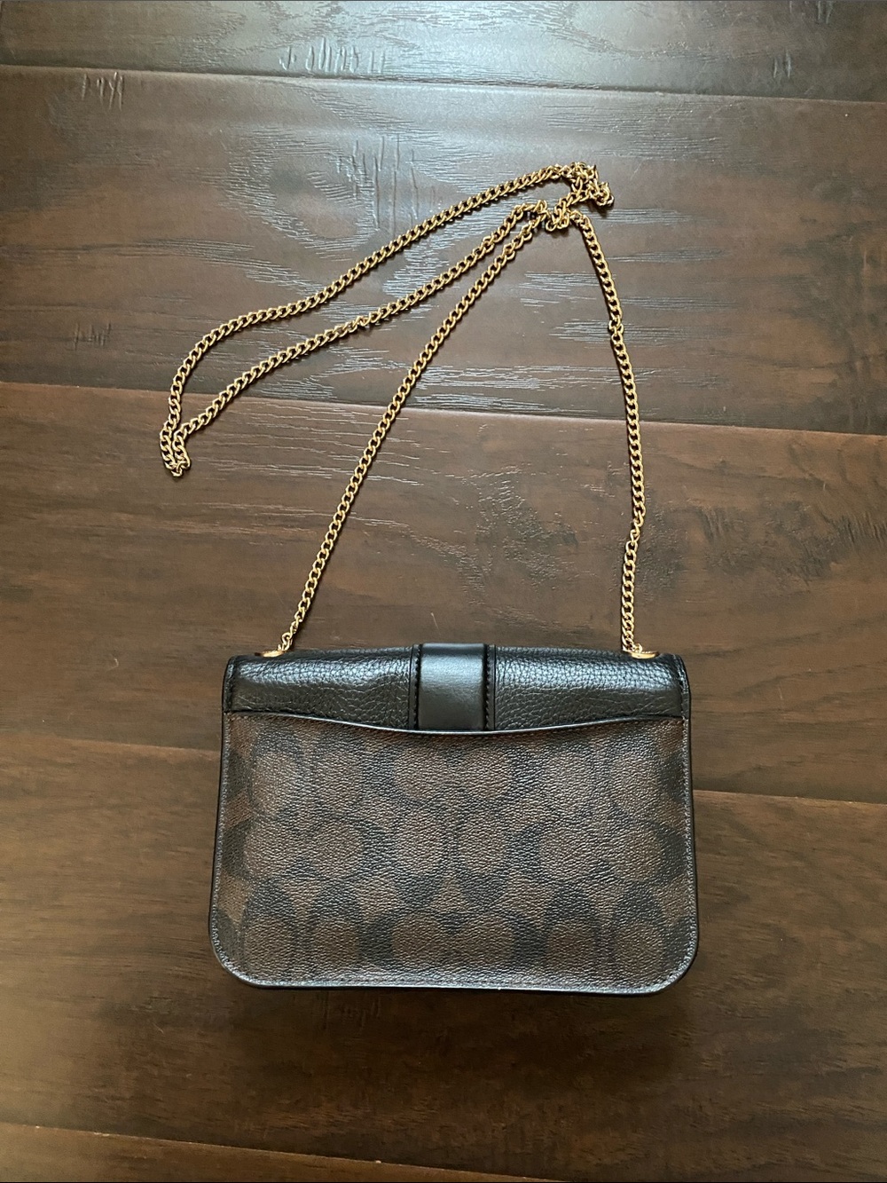 Coach Georgie Crossbody Gold Chain Monogrammed Brown Black 7287 - Picture 3 of 16